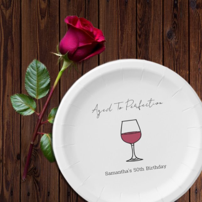 Zum 50. Geburtstag vollkommener Wein Pappteller (Von Creator hochgeladen)