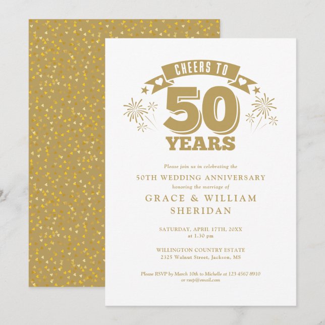 Zum 50. Hochzeitstag Einladung (Vorne/Hinten)