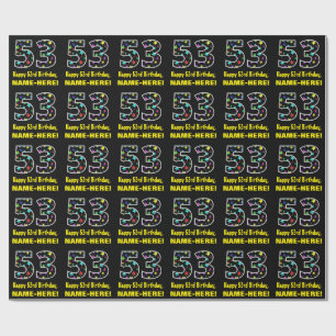 Zum 53. Geburtstag, Fun Colorful Stars Muster 53 Geschenkpapier