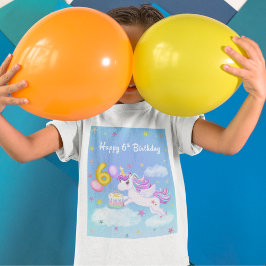 Zum 6. Geburtstag Einhorn mit Geburtstagskuchen T-Shirt
