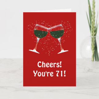 Zum 71. Geburtstag Funny Wine Karte
