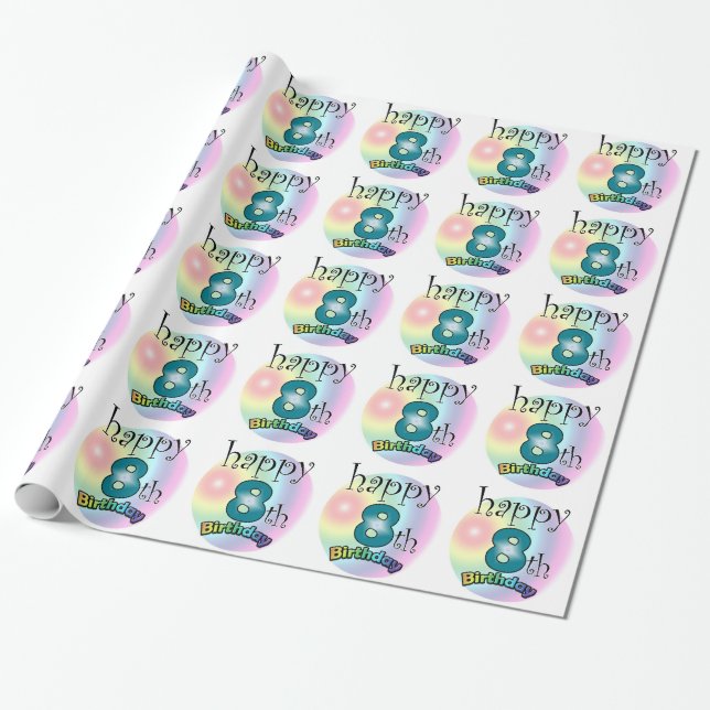 Zum 8. Geburtstag Geschenkpapier (Ungerollt)