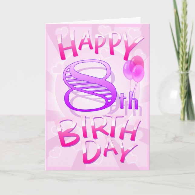 Zum 8. Geburtstag Karte (Vorderseite)