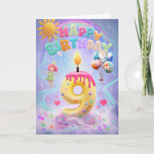Zum 9. Geburtstag Karte (Vorderseite)