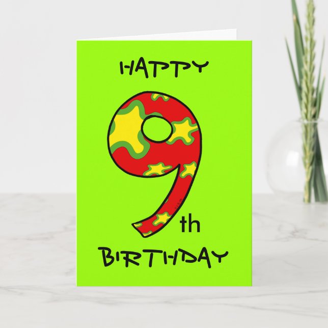 Zum 9. Geburtstag Karte (Vorderseite)