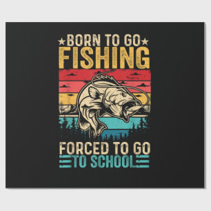 Zum Angeln geboren Zwangsschule Lustig Geschenkpapier