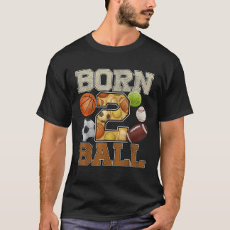 Zum Ball geboren 2. Sport 2 Jahre alter Geburtstag T-Shirt