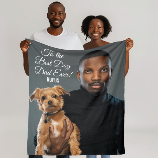 Zum besten Hund-Vater je benutzerdefiniertes Foto Fleecedecke (Von Creator hochgeladen)