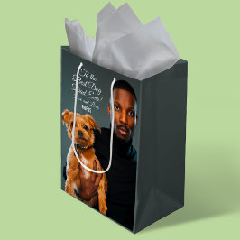 Zum besten Hund-Vater je benutzerdefiniertes Foto Mittlere Geschenktüte