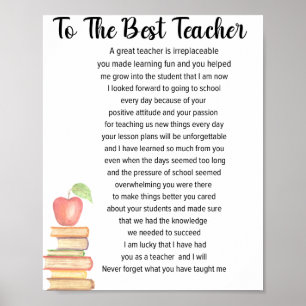 Zum besten Lehrer-Poster Poster