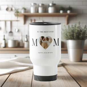 Zum besten Mama Foto Herz   Personalisiert Reisebecher