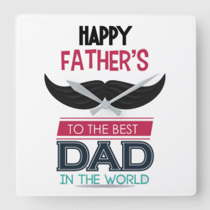 Zum besten Vater Quadratische Wanduhr