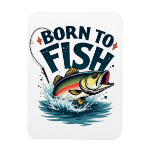 Zum Fischen geboren – Springender Barsch Kunstwerk Magnet
