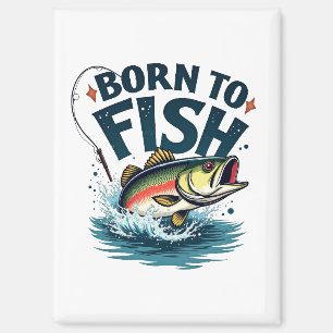 Zum Fischen geboren – Springender Barsch Kunstwerk Magnet