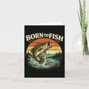 Zum Fischen geboren Vintage-Barsch-Angler Karte
