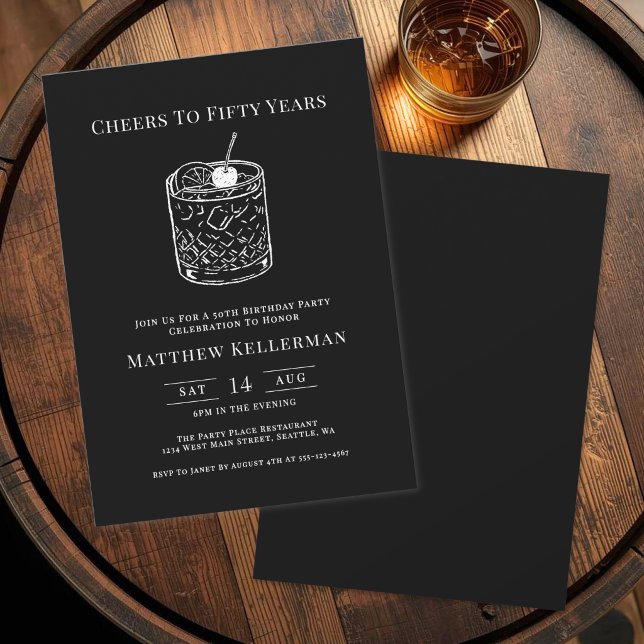 Zum Fünfzigsten Geburtstag - Prost! Einladung (Cheers To Fifty Years Adult Birthday Party Invitation)