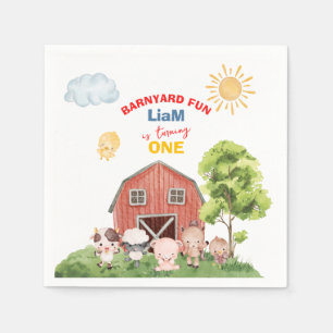 Zum Geburtstag alle Party-Bauernhoftiere 1. Geburt Serviette