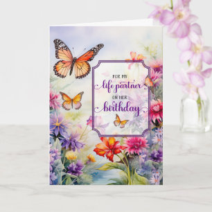 Zum Geburtstag des Lebenspartners Wildblumengarten Karte