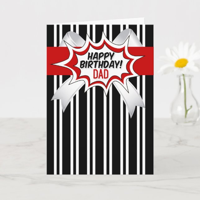 zum Geburtstag des Vaters mit rotem Comic-Book-Sti Karte (Kleine Pflanze)
