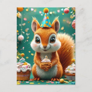Zum Geburtstag ein süßes Eichhörnchen Postkarte