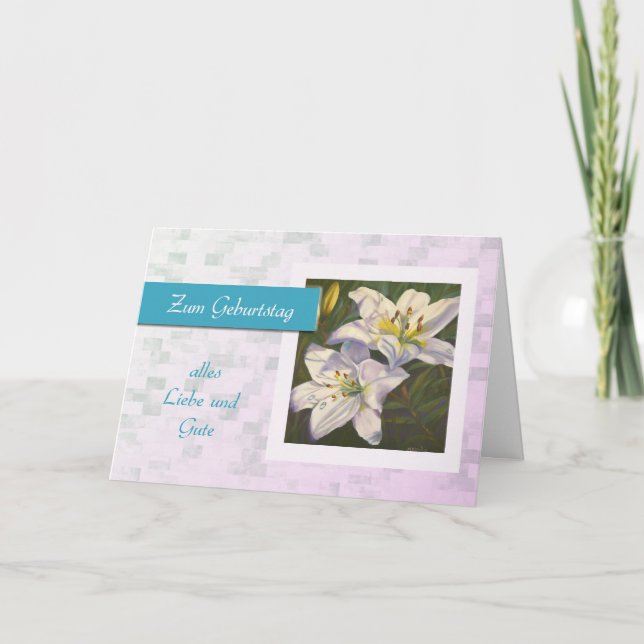 Zum Geburtstag - Happy Birthday in German, daisies Karte (Vorderseite)