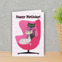 Zum Geburtstag im Mid-Century-Stil Katzen auf rosa