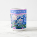 zum Geburtstag, Water Lilies 1919, Kaffeetasse<br><div class="desc">Herzlichen Glückwunsch zum Geburtstag,  schönes Gemälde von Claude Monets Water Lilies,  1919.</div>