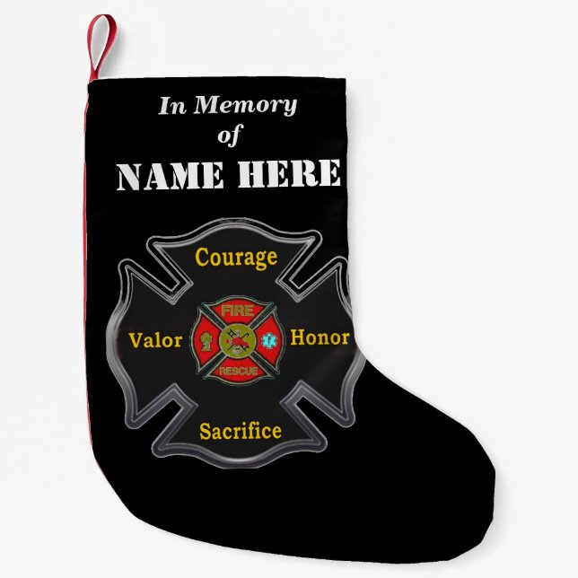 Zum Gedenken an einen Feuerwehrmann Kleiner Weihnachtsstrumpf (Vorderseite)