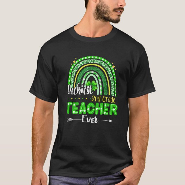 Zum Glück 2. Klasse Lehrer je Rainbow St Patrick T-Shirt (Vorderseite)