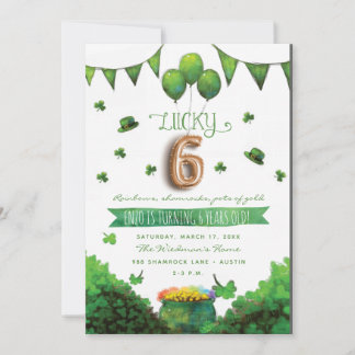 Zum Glück 6 Patrick's Day Geburtstagsparty Einladu Einladung