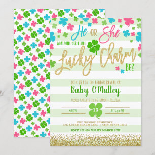 Zum Glück Charm St Patrick's Day Gender Reveal Einladung