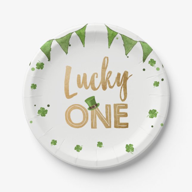 Zum Glück ein St Patrick's Day Paper Plate Clover  Pappteller (Vorderseite)
