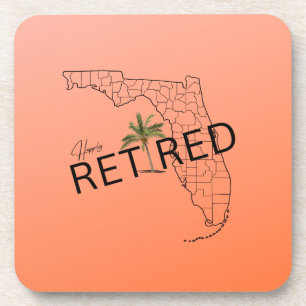 Zum Glück ermüdet Florida Map und Tropical Palm Tr Getränkeuntersetzer