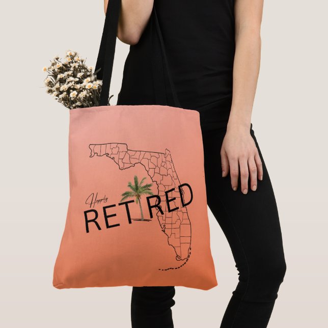 Zum Glück ermüdet Florida Map und Tropical Palm Tr Tasche (Von Nahem)