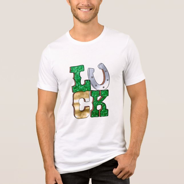 Zum Glück HorseShoe Green Gold St Patricks Day Tri-Blend Shirt (Vorderseite)