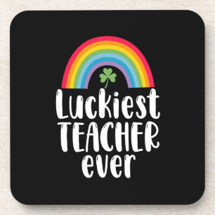 Zum Glück Lehrer je Schule Geschenk St Patricks Da Getränkeuntersetzer