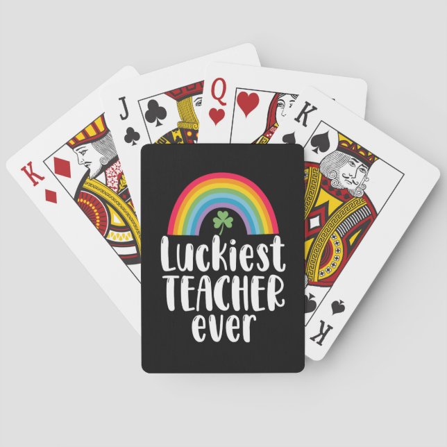 Zum Glück Lehrer je Schule Geschenk St Patricks Da Spielkarten (Rückseite)