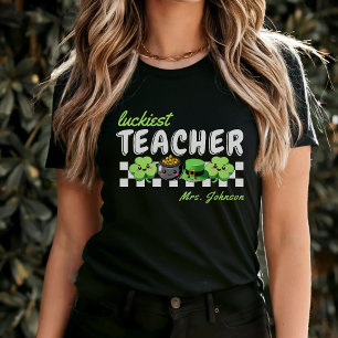 Zum Glück Lehrer Retro St. Patrick's Day Black T-Shirt