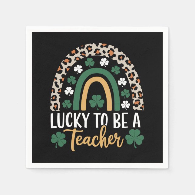 Zum Glück Lehrerin Rainbow St Patrick's Day Serviette (Vorderseite)