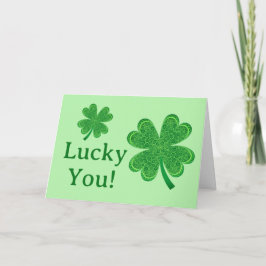 Zum Glück St Patrick's Day Geburtstag 4 Leaf Klee Karte