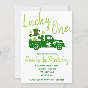 Zum Glück, St. Patrick's Day Truck Erster Geburtst Einladung