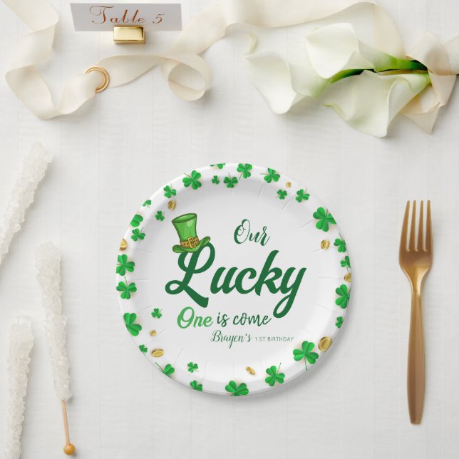 Zum Glück - St. Patrick's Day zum ersten Geburtsta Pappteller (Hochzeit)