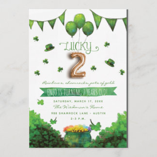 Zum Glück zwei Patrick's Day Geburtstagsparty Einl Einladung