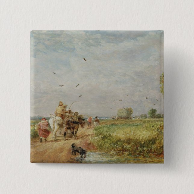 Zum Hayfield gehen, 1853 (Öl auf Millboard) Button (Vorderseite)