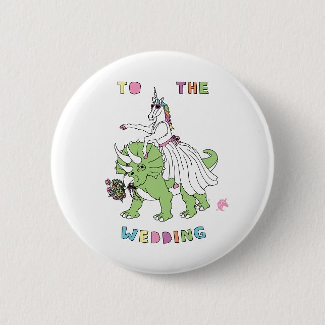Zum Hochzeits-Einhorn-Reitdinosaurier Button (Vorderseite)