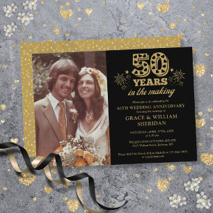 Zum Jubiläum: 50. Hochzeitstag Foto Gold Schwarz Einladung