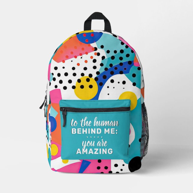 Zum menschlichen Hintergrund hinter mir - Pop Bedruckter Rucksack (Vorderseite)