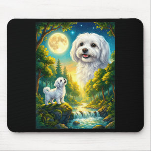 Zum Mond heulendes Meme-Tier Hund Maltese Mousepad
