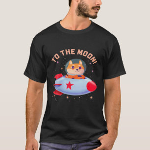 Zum Mond Niedlicher Krypto Doge Shiba Inu Rocket T-Shirt