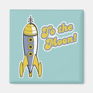 zum Mond Retro-Weltraumrakete Magnet